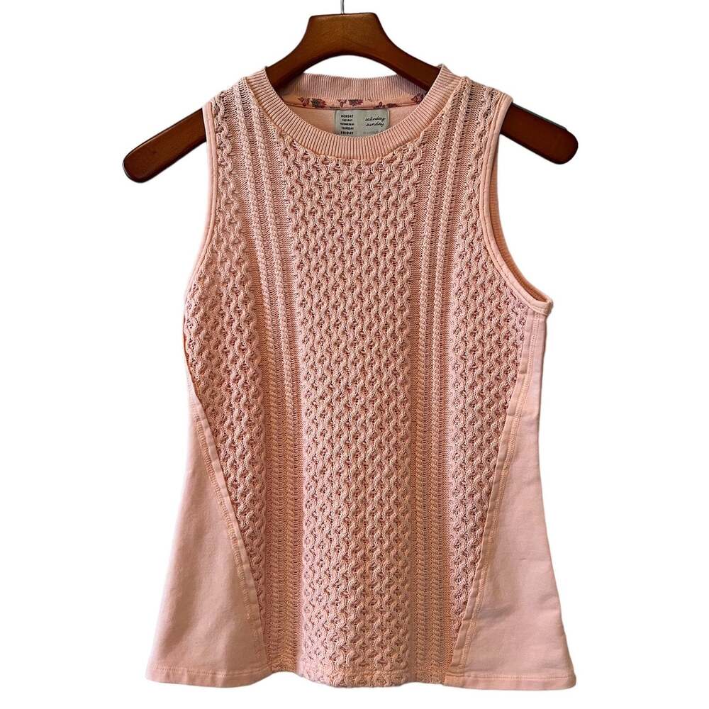 Anthropologie Saturday Sunday Pink sleeveless cable knit cutaway top